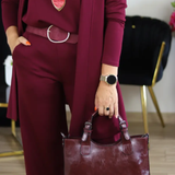 Elegant Long Cardigan & Top & Pants 3-Piece Set