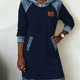 Dress with Hood and Contrasting Panels