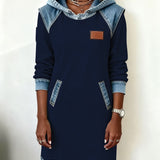 Dress with Hood and Contrasting Panels