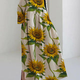 Apricot Cotton Dresses Pockets Patchwork Spring