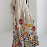 Apricot Cotton Dresses Pockets Patchwork Spring
