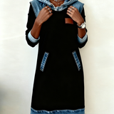 Dress with Hood and Contrasting Panels