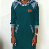 Dress with Hood and Contrasting Panels