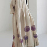 Apricot Cotton Dresses Pockets Patchwork Spring