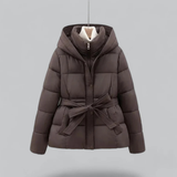 Women's Warm Belted Hooded Puffer Jacket | Winter