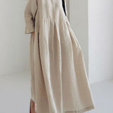 Apricot Cotton Dresses Pockets Patchwork Spring