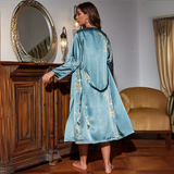 Silk Nightgown Kimono Set Embroidery