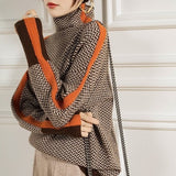 Malou | High Neck Pullover with Striking Contrast Stripes