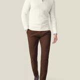 Zipped Sweater - Textured Cable Knit and Adjustable Warmth
