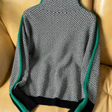 Malou | High Neck Pullover with Striking Contrast Stripes