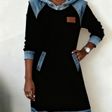 Dress with Hood and Contrasting Panels