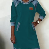 Dress with Hood and Contrasting Panels