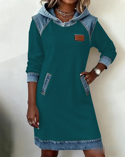 Dress with Hood and Contrasting Panels