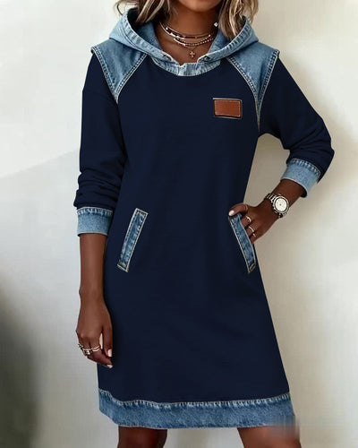 Dress with Hood and Contrasting Panels