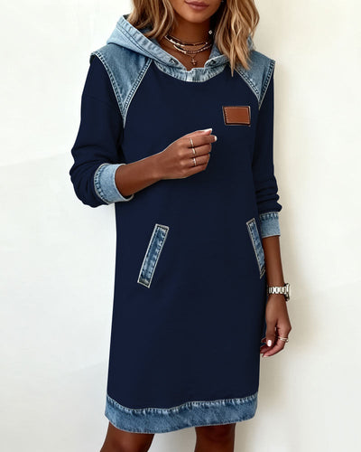 Dress with Hood and Contrasting Panels