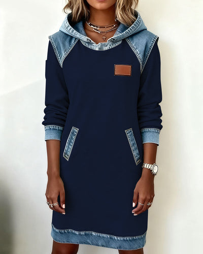 Dress with Hood and Contrasting Panels