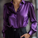 Lily | Elegant Black Satin Long Sleeves Blouse