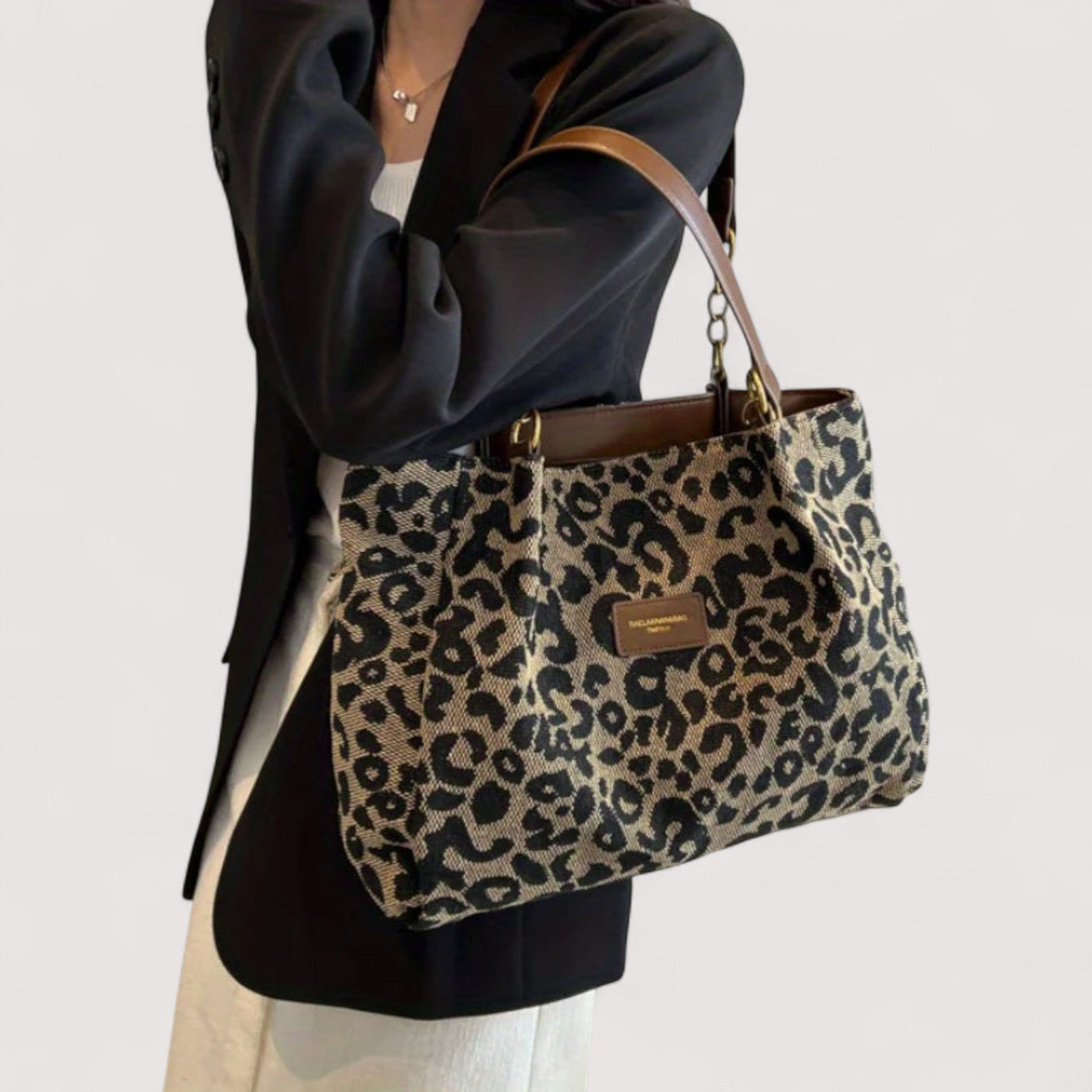 Edith | Leopard Canvas Shopping Bag
