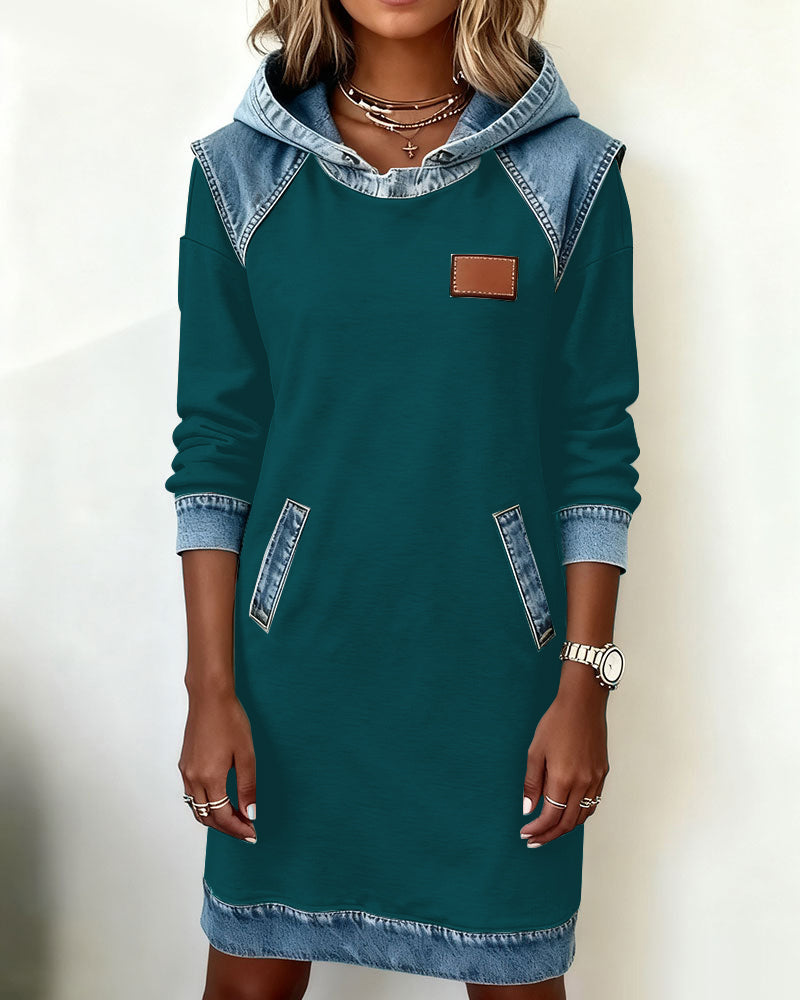 Dress with Hood and Contrasting Panels