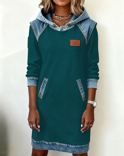 Dress with Hood and Contrasting Panels