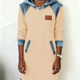 Dress with Hood and Contrasting Panels