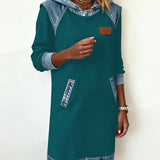 Dress with Hood and Contrasting Panels