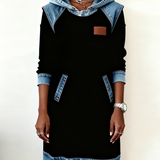 Dress with Hood and Contrasting Panels