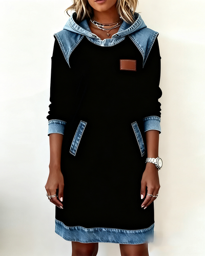 Dress with Hood and Contrasting Panels
