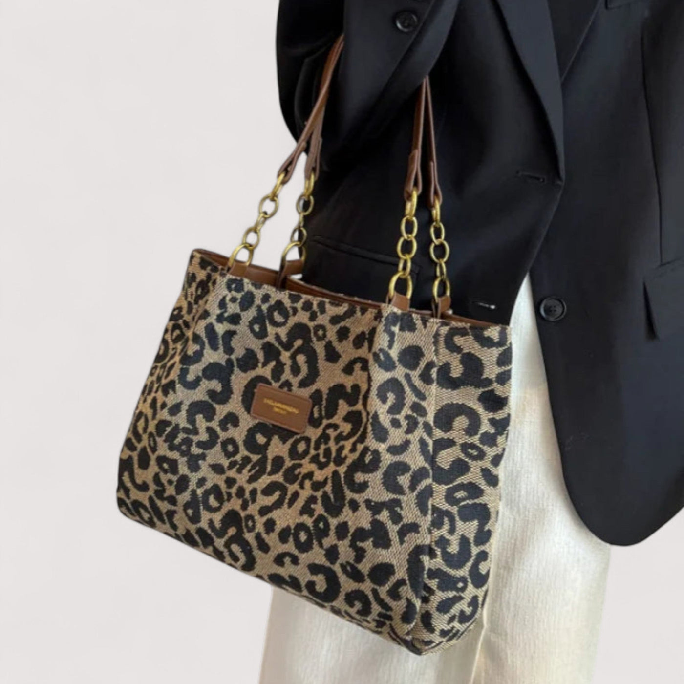 Edith | Leopard Canvas Shopping Bag