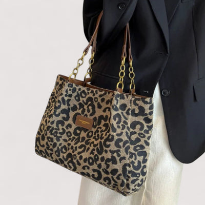 Edith | Leopard Canvas Shopping Bag