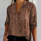 Stefania | Timeless Shirt with Print, Collar, and Buttons