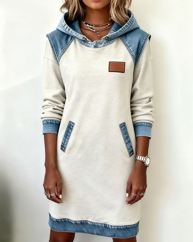 Dress with Hood and Contrasting Panels