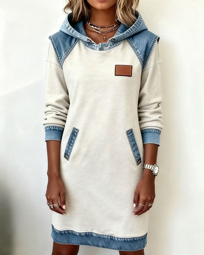 Dress with Hood and Contrasting Panels
