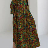 Apricot Cotton Dresses Pockets Patchwork Spring