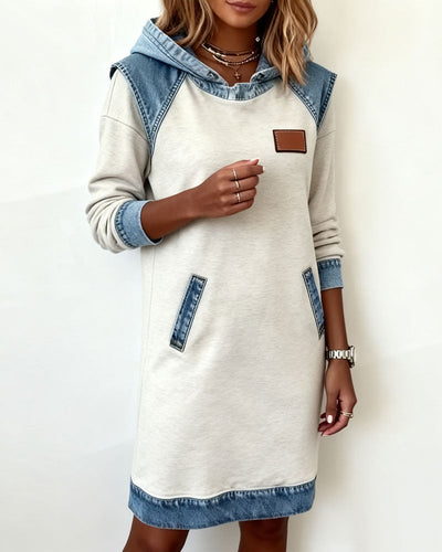 Dress with Hood and Contrasting Panels