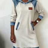 Dress with Hood and Contrasting Panels