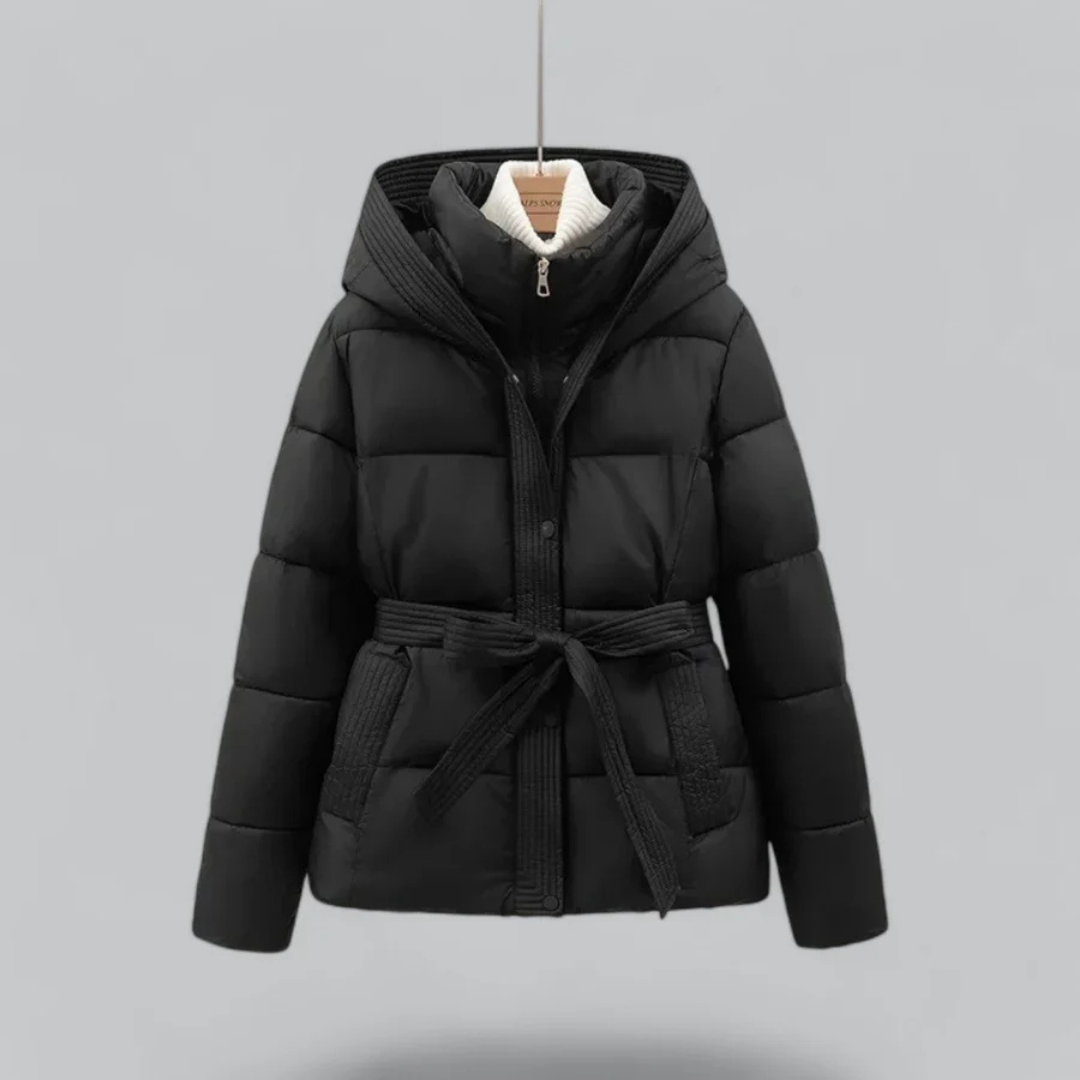 Women's Warm Belted Hooded Puffer Jacket | Winter