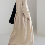 Apricot Cotton Dresses Pockets Patchwork Spring