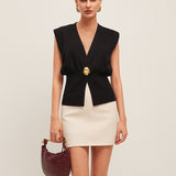 V-Neck Buttoned Detail Sweater Vest