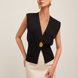 V-Neck Buttoned Detail Sweater Vest