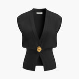 V-Neck Buttoned Detail Sweater Vest