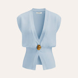 V-Neck Buttoned Detail Sweater Vest