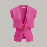 V-Neck Buttoned Detail Sweater Vest