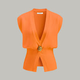 V-Neck Buttoned Detail Sweater Vest