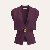 V-Neck Buttoned Detail Sweater Vest