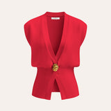 V-Neck Buttoned Detail Sweater Vest