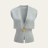 V-Neck Buttoned Detail Sweater Vest