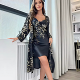 Silk Nightgown Kimono Set Embroidery