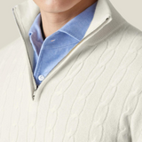 Zipped Sweater - Textured Cable Knit and Adjustable Warmth