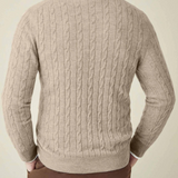 Zipped Sweater - Textured Cable Knit and Adjustable Warmth